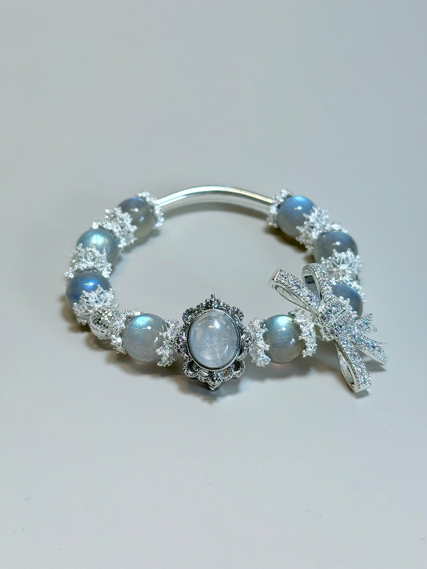 Grey Moonstone & Clear Quartz