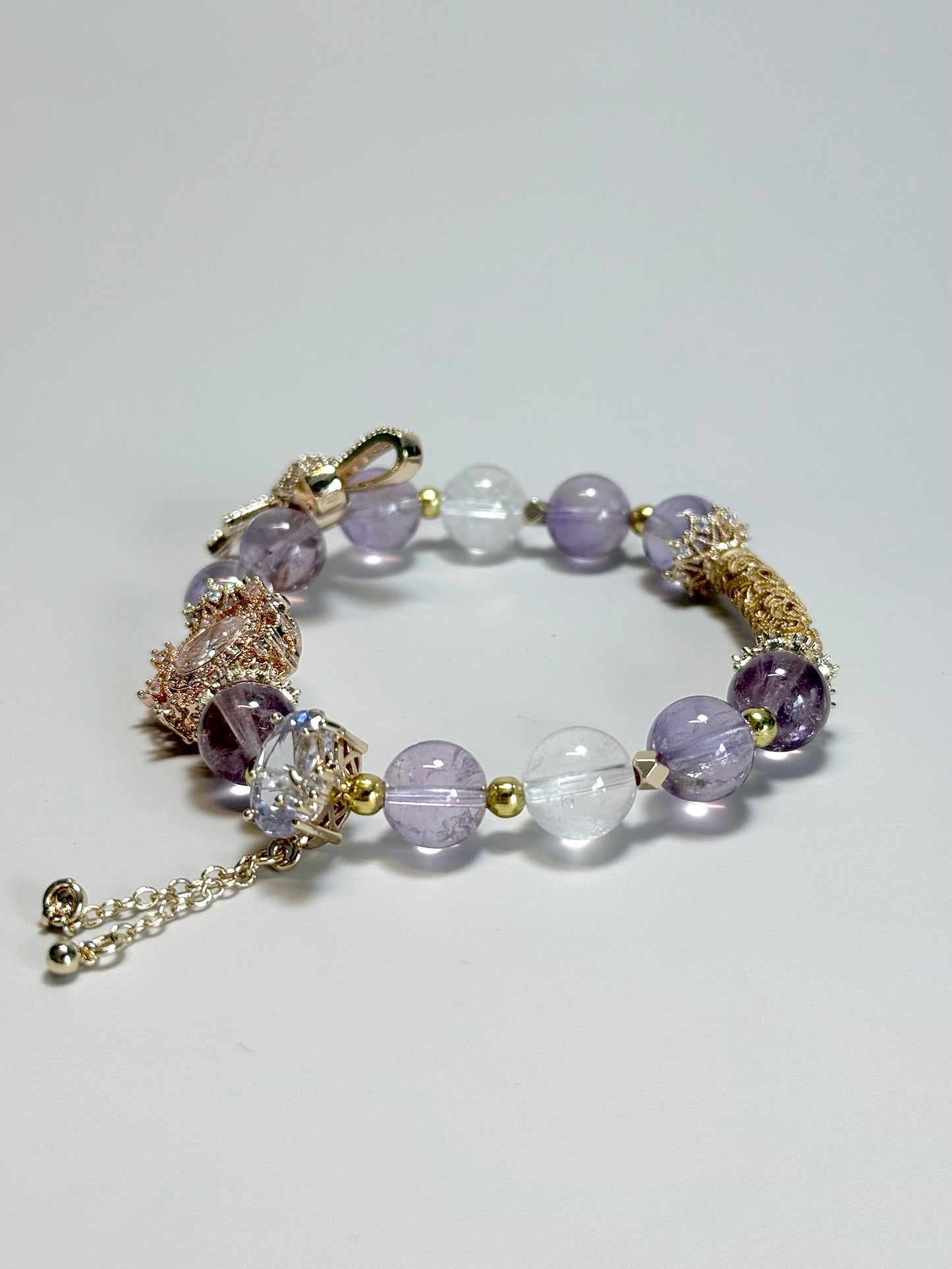Amethyst & Clear Quartz With Ribbon