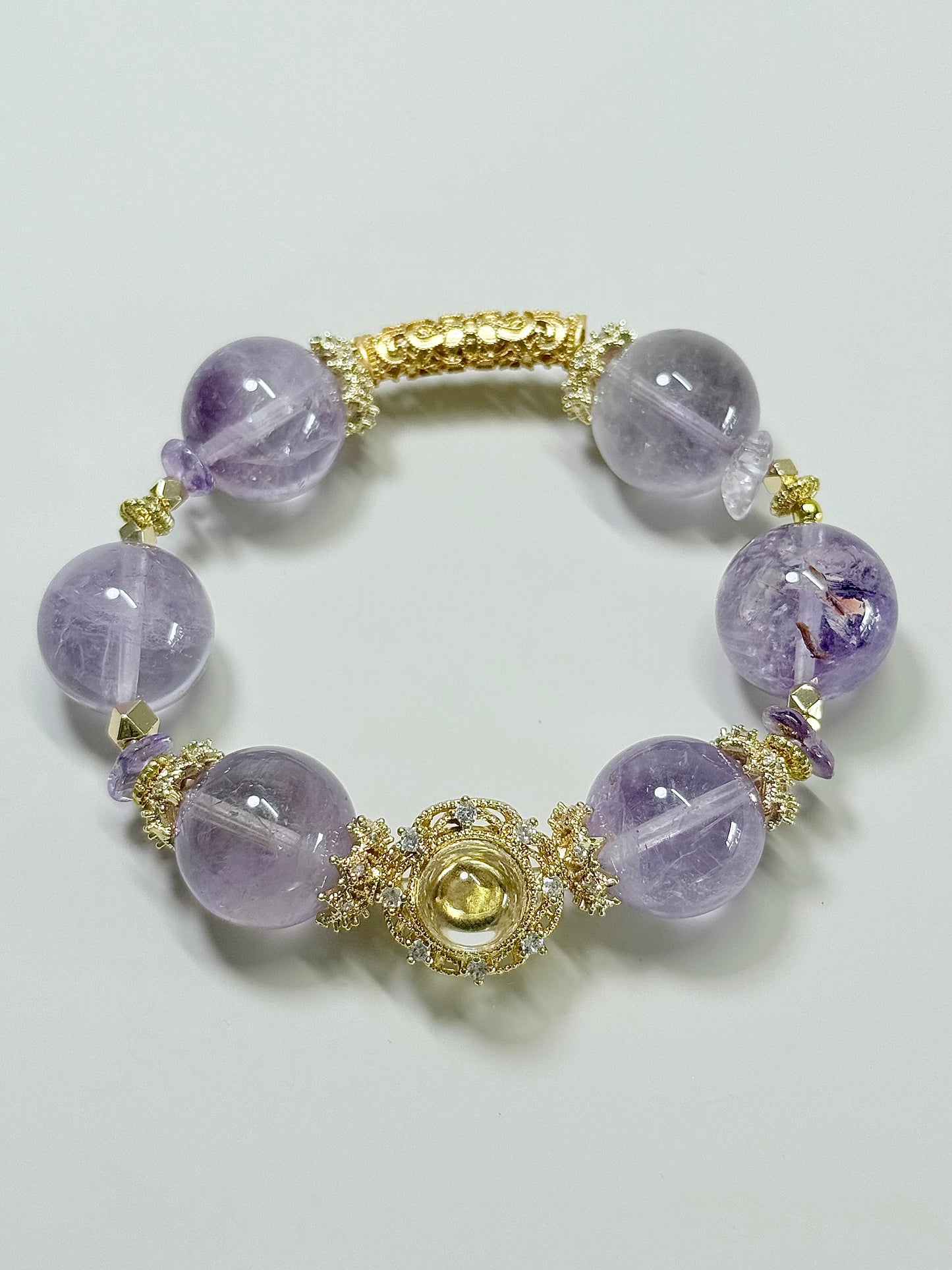 Amethyst in Victorian era Golden Style - 17mm