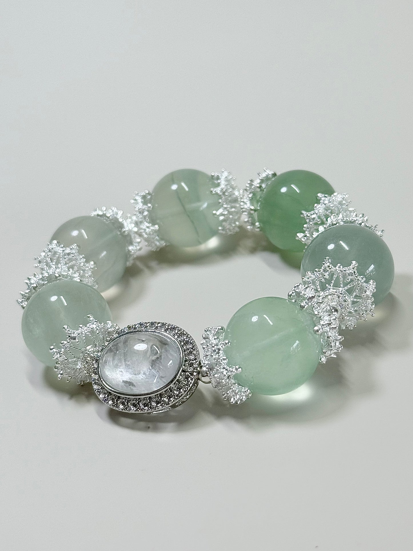 Green Fluorite with White Phantom Quartz - 20mm