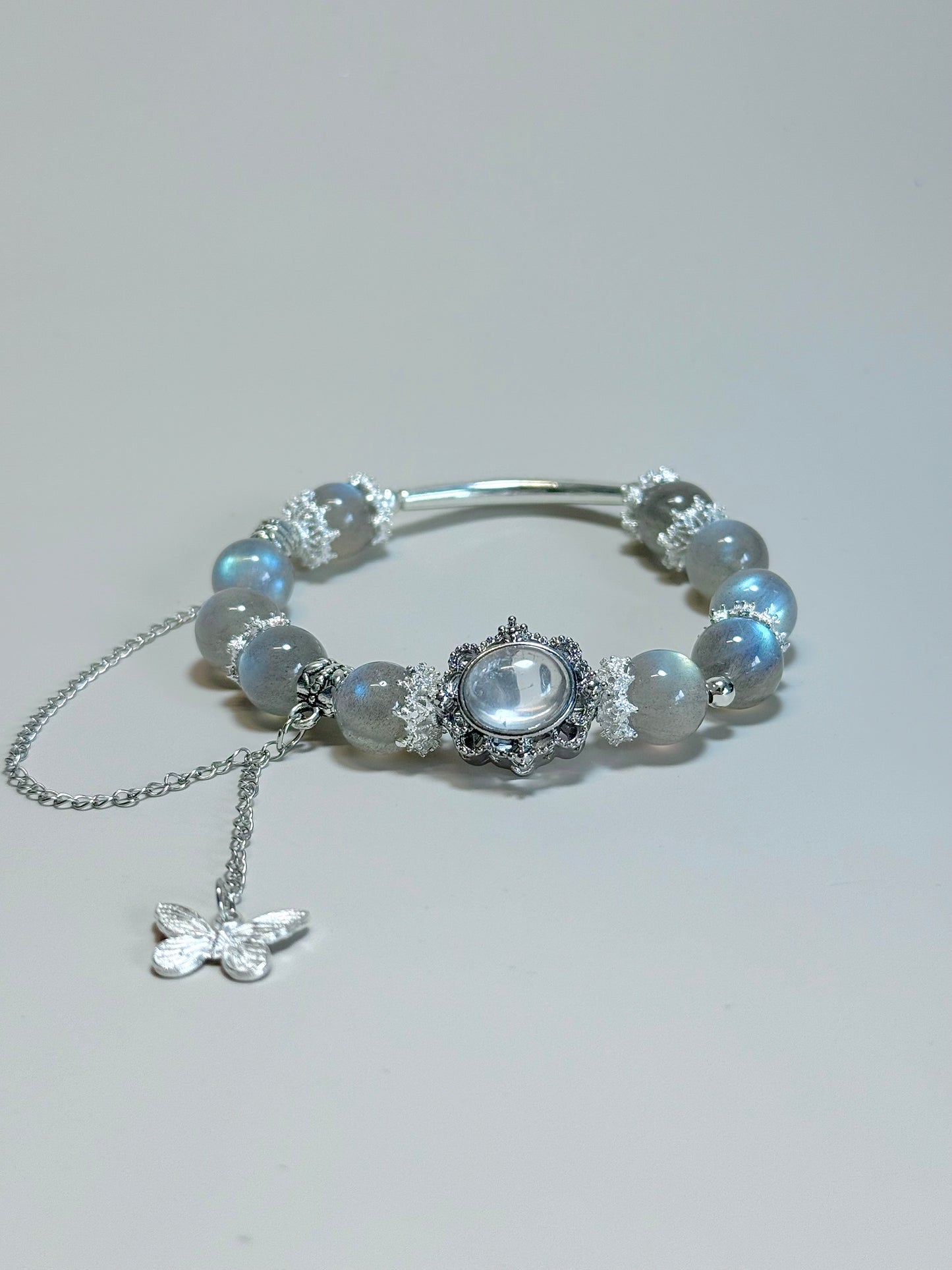 Grey Moonstone & Clear Quartz