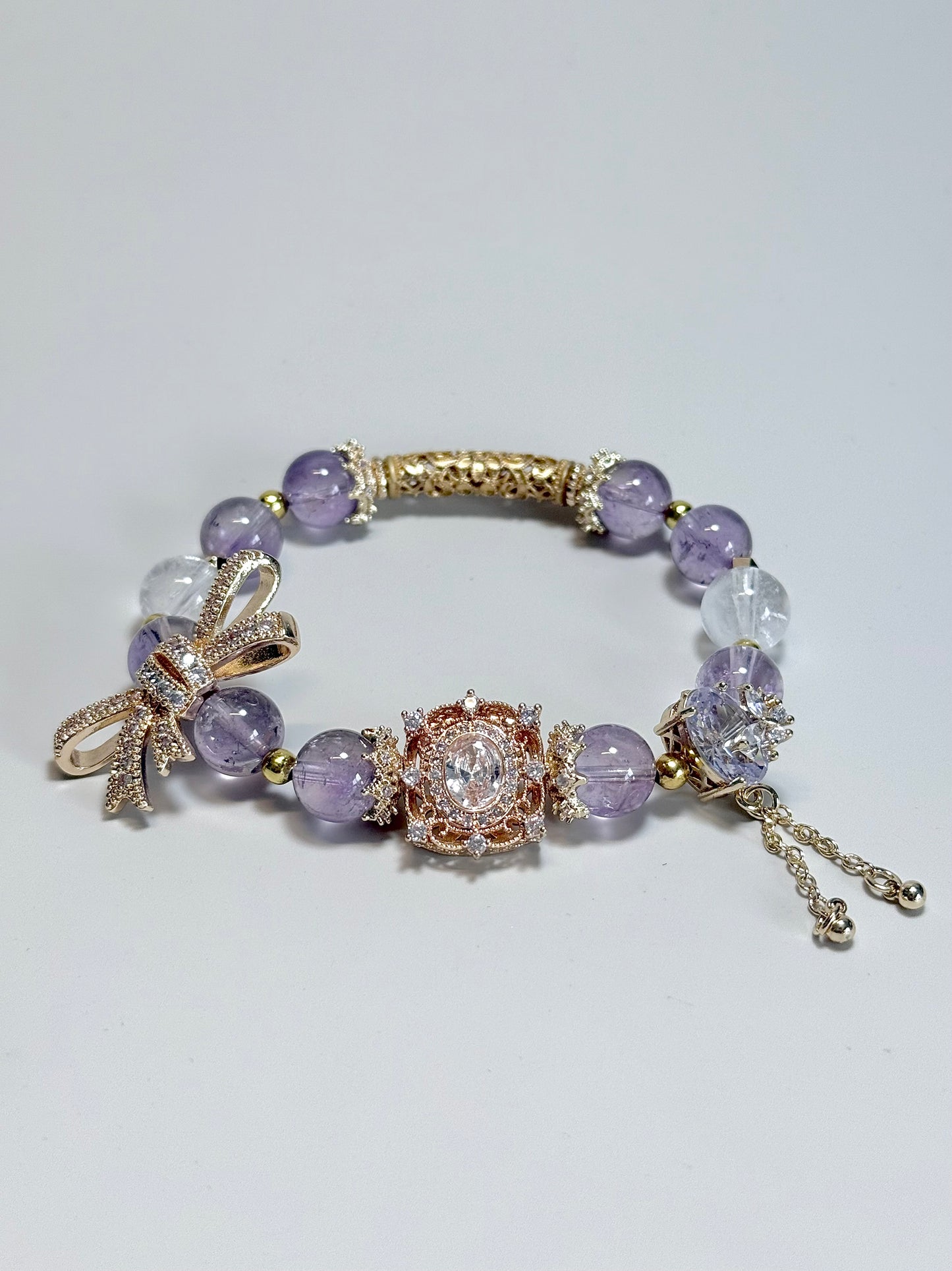Amethyst & Clear Quartz With Ribbon