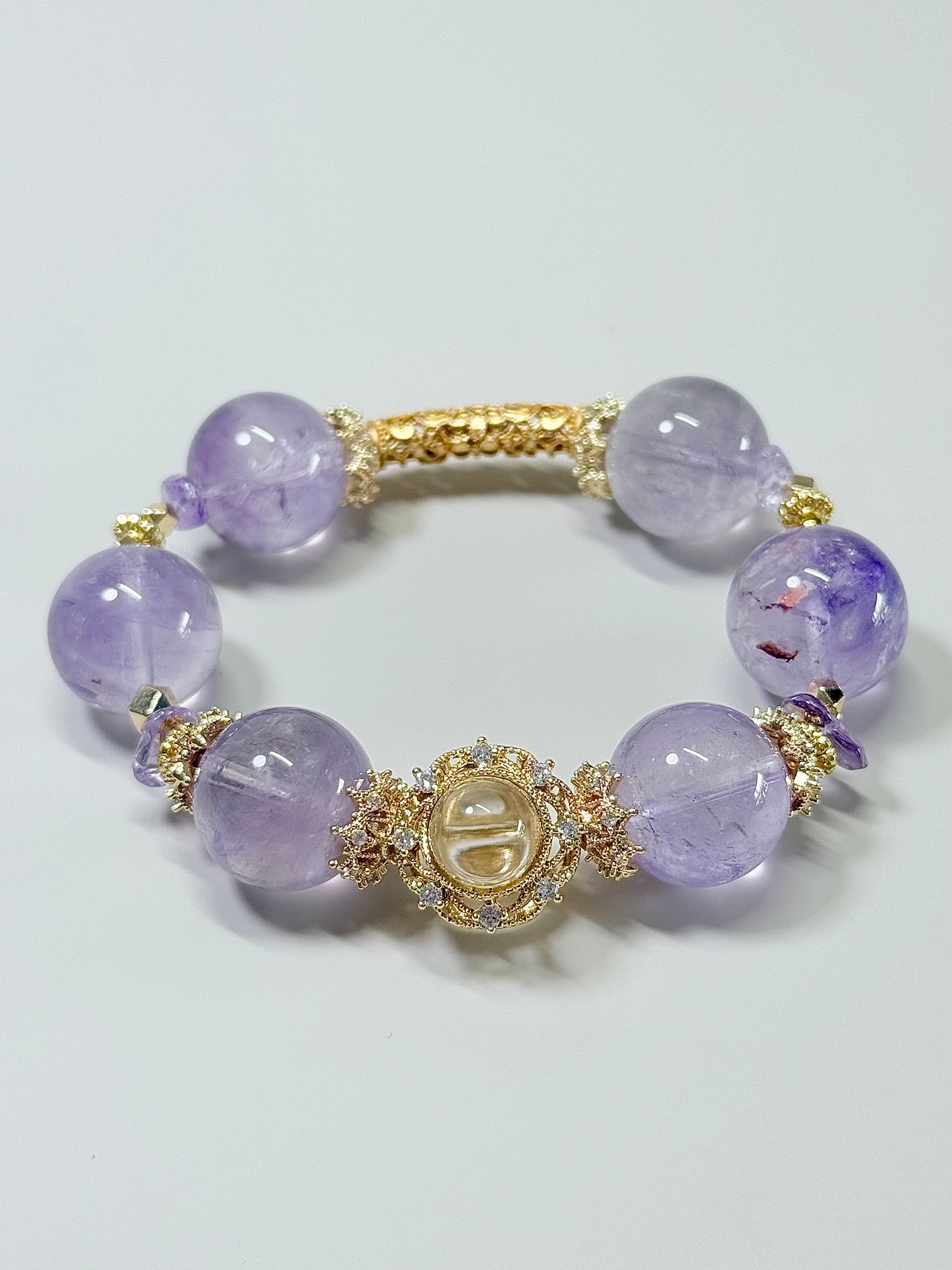 Amethyst in Victorian era Golden Style - 17mm