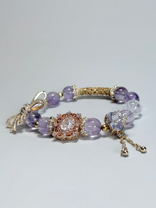 Amethyst & Clear Quartz With Ribbon