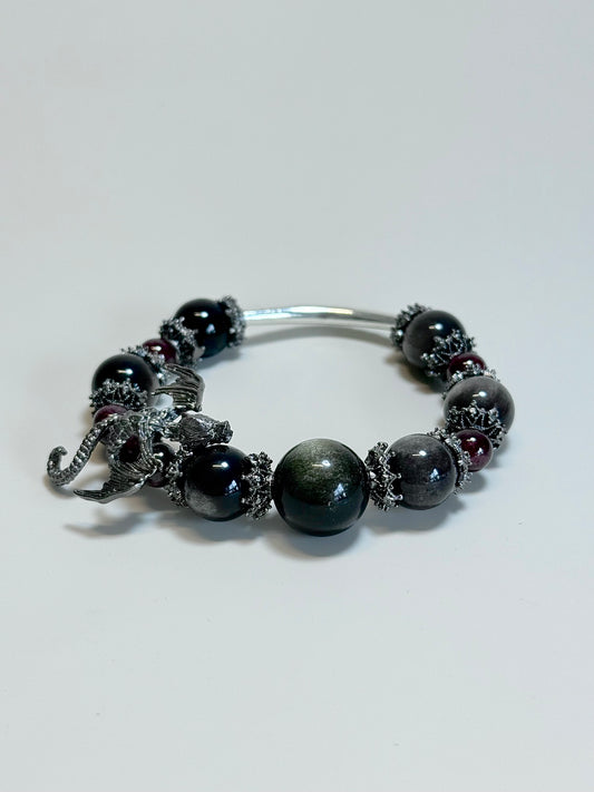 Red garnet, Golden& Sliver Obsidian