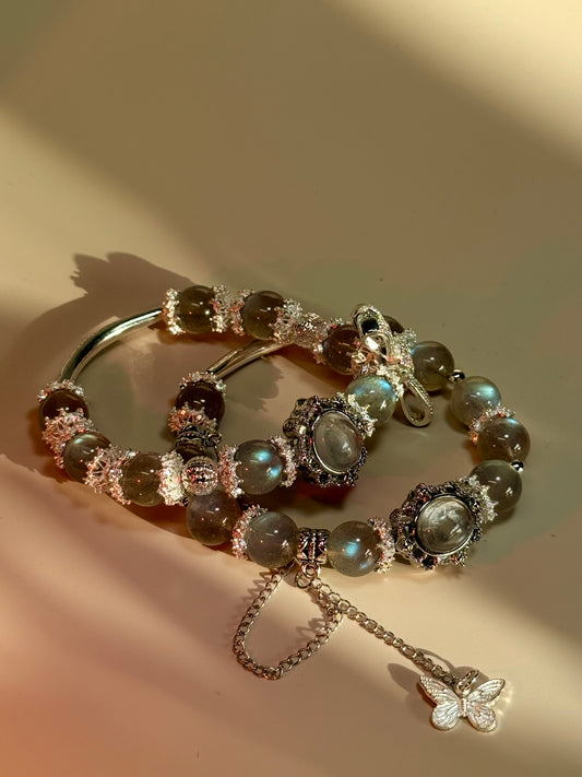 Grey Moonstone & Clear Quartz