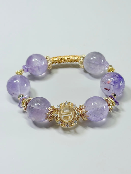 Amethyst in Victorian era Golden Style - 17mm